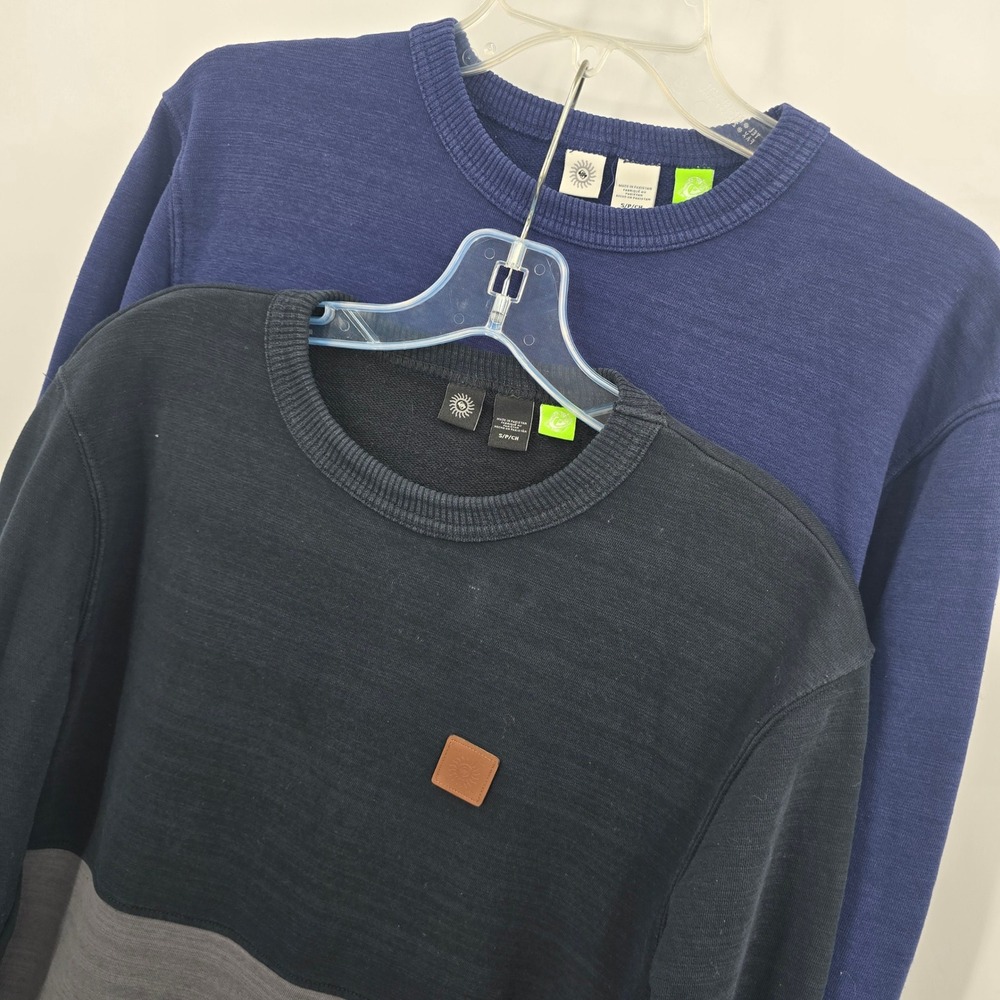 Lot of 2 Free Planet Sweatshirt Mens S Crewneck Navy Blue Black
